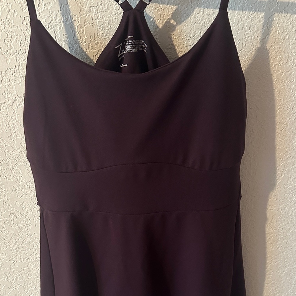 Zella Dark Purple Athletic Mini Dress w/built in shorts - Picture 3 of 8